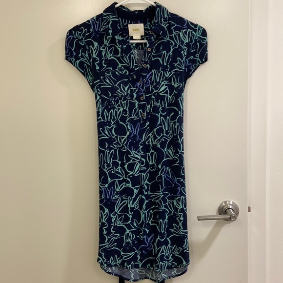 Anthropologie Maeve Franziska Bunny Print Shirtdress (Size 0P) - Picture 2 of 8